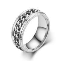 Anillo giratorio de 8mm a la moda para hombres y mujeres cadena cubana de acero inoxidable Spinner banda antiestrés anillos de ansiedad regalos de joyería - details 3