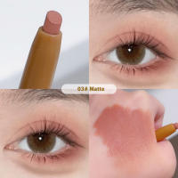 Barra de sombra de ojos sedosa de doble punta, lápiz de sombra de ojos desnudo mate con brillo rosa y marrón, con sombra de ojos, cepillo de tinte Halo dos en uno - details 7