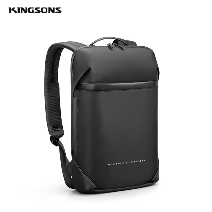Mochila de Laptop Slim Kingsons para Hombres Bolsa de Negocios Unisex Negra Ultraligera para Trabajo en Oficina Tamaño 15.6 pulgadas - 1