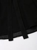 Vintage Women Front Button With Belt Floral Embroidery Short Dress Long Sleeve V Neck Autumn Casual Dress Black - details 7