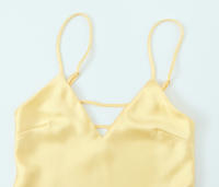 2025 mujeres amarillo satén tirantes espagueti vestido Sexy moda espalda descubierta cuello en V A-line Midi Vestidos de verano Vestidos de noche - details 2