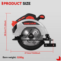 ONEVAN-Sierra Circular eléctrica sin escobillas, 7 pulgadas, 185mm, pantalla Digital, herramienta de corte de carpintería inalámbrica para juego de pines de batería Makita de 18V - details 4