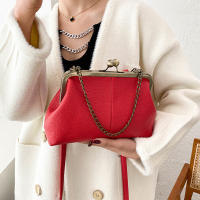 Bolsos de Hombro Vintage para Mujeres Diseño de Cerradura de Cadena Pequeña Bolsa de Mensajero Clip de Marca Bolsos de Cruzado y de Mano - details 14