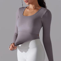 Camiseta de Yoga Sin Costuras para Mujer Deporte Top Largo Manga Larga Ropa de Gimnasio Camiseta de Correr para Entrenamiento Activo Vestimenta Ajustada Material Exterior Poliéster Temporada Primavera/Verano - details 61