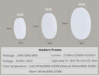 Lámpara de techo Led redonda con marco plateado, iluminación de brillo blanco Natural, 24W, 36W, 48W, luces de techo para decoración de dormitorio y sala de estar - details 4