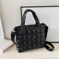 Bolso de hombro cruzado acolchado de algodón para mujer y niña, bolsa de mensajero de gran capacidad, a la moda, Color sólido - details 20