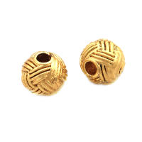 Cuentas de ojo de libélula de latón de Color dorado de 18K con patrón, cuentas espaciadoras de barril de bola redonda, fabricación de joyería, accesorios de pulseras Diy - details 16