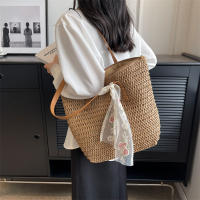 Bolso cuadrado de paja para playa, tejida a mano bandolera, rafia, ratán, compras, viaje, informal, bohemio, Verano - details 15