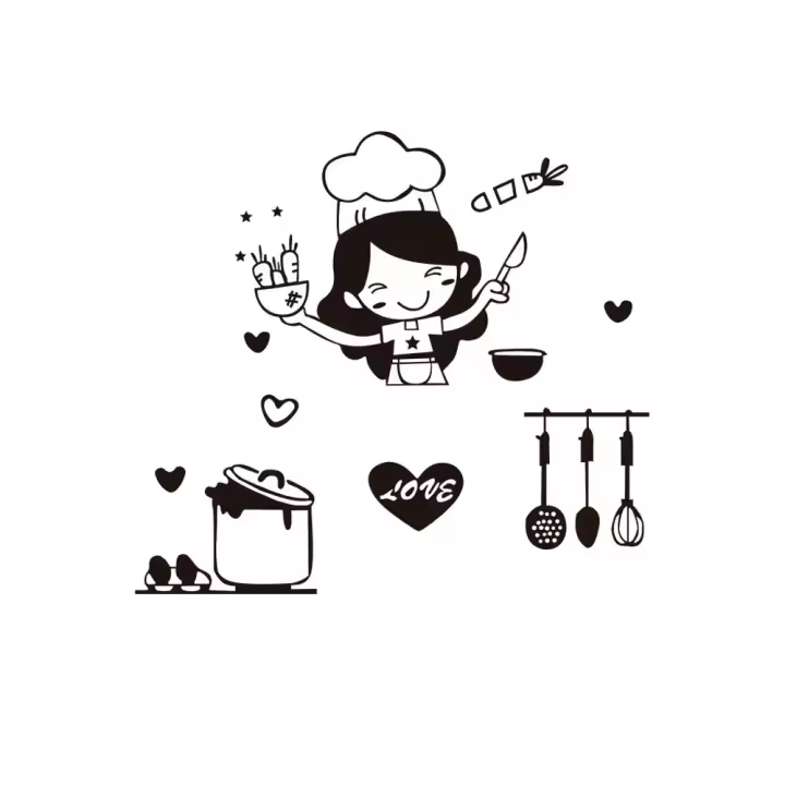 Pegatina de pared de chica feliz para decoración del hogar, calcomanía de interruptor de luz de nevera, arte DIY, para restaurante, Bar, cocina, comedor - 1