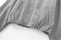 Autumn Women Crop Soft Bomber Jacket Coat Vintage Lantern Sleeve O Neck With Zipper Casual Loose Outerwear Lady Outfits - details 5