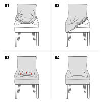 Funda elástica para silla de comedor, fundas para sillas de LICRA Jacquard, respaldo alto elástico, sillones inclinados, para cocina de Hotel, 1 ud. - details 1