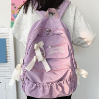 Mochila escolar con lazo para mujer y niña, morral bonito con personalidad, estilo universitario - details 5