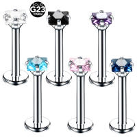 Piercing de titanio g23 para la oreja, pendientes clásicos de moda unisex, piercing para el cuerpo, labret, labio, circonita anodizada, piedras preciosas, 2 piezas - details 1