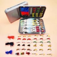54 piezas/kit de anzuelos de pesca con mosca, surtido de señuelos con mosca, incluye moscas secas y húmedas, ninfas para trucha, salmón, Steelhead, pesca con mosca con caja - details 0