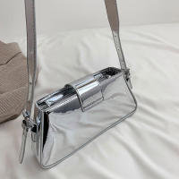 Bolso de mano de diseño de lujo para mujer, bolsa de hombro de marca con axila láser, plata, elegante, Asa superior, bolso de compras - details 17