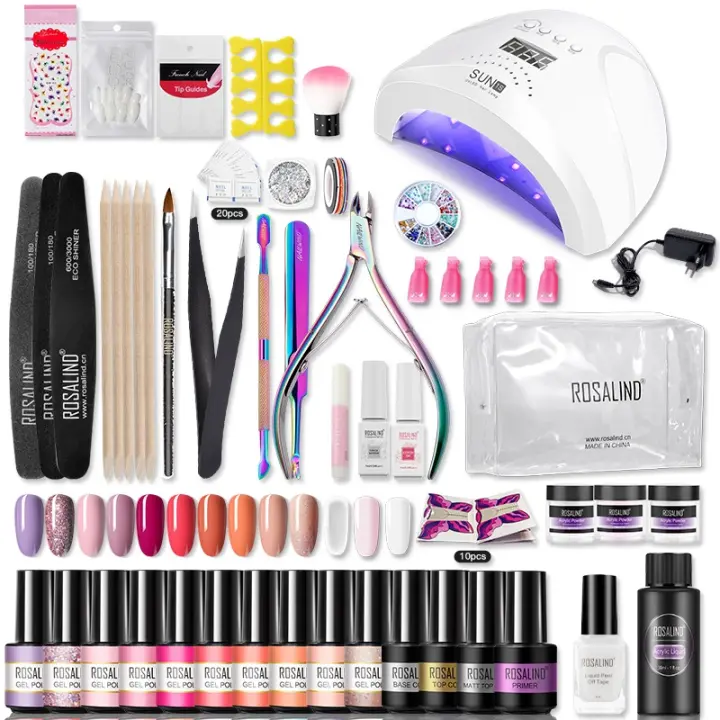 ROSALIND-Juego de manicura con secador, lámpara UV, 15 piezas, esmalte de Gel semipermanente, herramientas de manicura Nail Art - 1