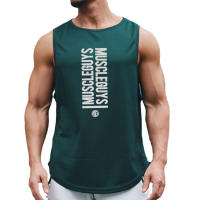 Gym Absorb Sweat Singlet Summer Breathable Sleeveless Quick Dry Vest Casual Fashion Print Shirt Men Workout Muscle Mesh Tank Top - details 4