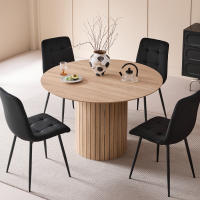EGOONM Mesa de Comedor Redonda Mesa Nórdica para 4~6 Personas, Mesa de Comedor Circular con Base de Madera, Mesa de Comedor de Cocina Φ120cm - details 4