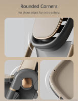 PANGDUBE Silla alta para bebé para alimentar Silla de comedor plegable para bebé Silla reclinable de altura ajustable con ruedas, cesta de almacenamiento, cojín de PU, bandejas dobles - details 12