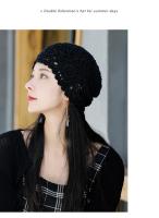 Popular hermosa mujer verano algodón crochet Slouchy Beanie sombrero hecho a mano recorte de punto verano Floral calavera gorra - details 21