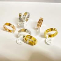 Anillo cruzado de cristal CZ de acero inoxidable Moda para mujeres y hombres Color oro rosa - details 2