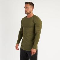 Gym T-Shirt Men Spring Cotton T-Shirt Fitness Men Solid Sports Tshirt O-neck Long Sleeve Tops Men Slim Fit Tee Shirts - details 10