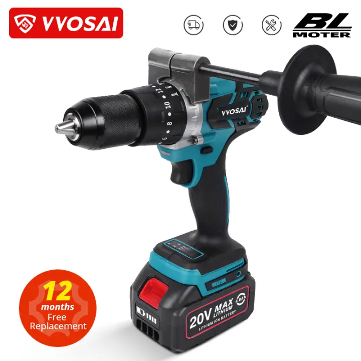 VVOSAI-taladro eléctrico sin escobillas, torques de 20 destornillador inalámbrico, batería de iones de litio, taladro para batería Makita de 18V - 1