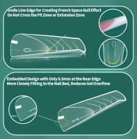 Moldes Nailpop French Nail de doble forma para extensiones de gel polivinílico, 15 tamaños con marcas de números grandes para manicura francesa, 150 unidades/caja - details 2