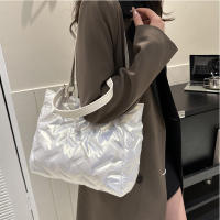 Bolsos de mano acolchados de gran capacidad para mujer, bolsos de hombro acolchados de algodón de plumón, bolsos de axilas de moda para niñas, bolsos hinchados de invierno - details 14