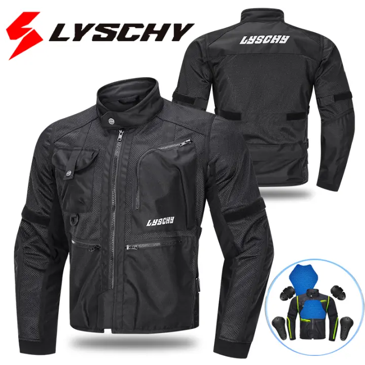 LYSCHY-Chaqueta protectora de verano para motocicleta para hombre, chaqueta de motociclista de malla transpirable para mujer, Moto, Motocross, ropa de montar reflectante - 1