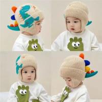 Cartoon Dinosaur Baby Boy Hat Winter Baby Hat Warm Knit Kids Boy Cap Children Boy Hat Head Cover Ear-cap 2-6Y - details 2