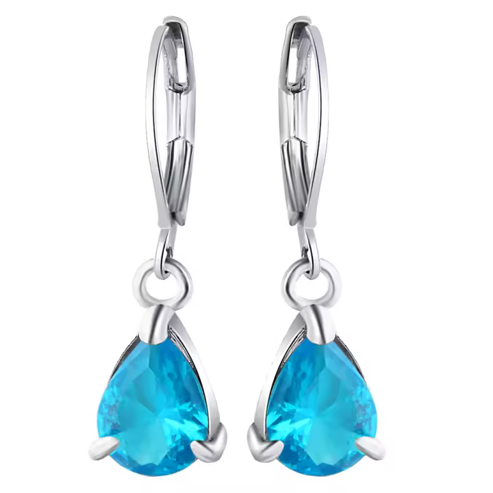 Pendientes de Agua Cuentas de Piedra Negra Diseño Simple Plateados ZhongT para Mujeres Joyería de Boda y Fiesta - 1