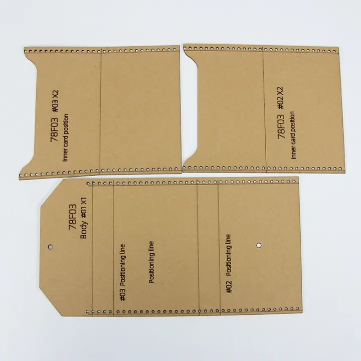 Plantilla de papel de cuero para billetera plegable, plantillas de patrones DIY, herramienta de artesanía de cuero hecha a mano, práctica - 1