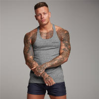 Gym Fitness Slim Tank Tops Men Muscle Sleeveless Sportswear Shirt Summer Casual Fashion Vertical Stripe Knitted Quick Dry Vests - details 11