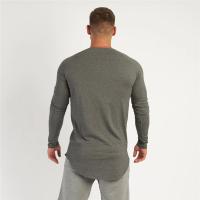 Gym T-Shirt Men Spring Cotton T-Shirt Fitness Men Solid Sports Tshirt O-neck Long Sleeve Tops Men Slim Fit Tee Shirts - details 8