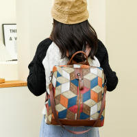 Mochila a cuadros de cuero PU suave para mujer, morral grande, bolsa de viaje, mochila escolar grande para Gir - details 3