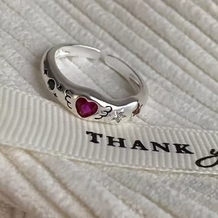 ZhongT-Anillo de Plata de Ley 925 con borla de Luna para mujer, sortija de moda, venta al por mayor - 1