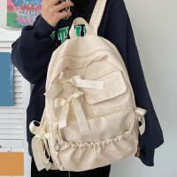 Mochila escolar con lazo para mujer y niña, morral bonito con personalidad, estilo universitario - details 1