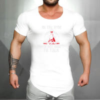 Summer Cotton Breathable Short Sleeve T-Shirt Compression Gym Fitness Bodybuilding Shirt Tees Men Irregular Hem Print Clothing - details 7
