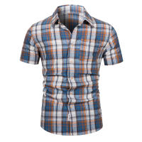 AIOPESON-camisa a cuadros para hombre, camisa 100% de algodón de manga corta, a la moda, informal, para negocios sociales, para verano - details 1