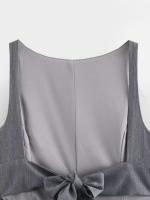 2025 Women Sexy Backless Bow Tank Top O Neck Sleeveless Peplum Hem Fitted Summer Tops - details 4