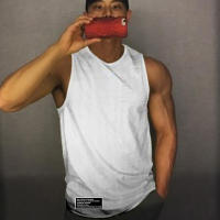 Summer Men's Trendy Brand Printed Gym Sports Bodybuilding Fitness Loose Mesh Quick-drying Workout Sleeveless Shirt - details 12