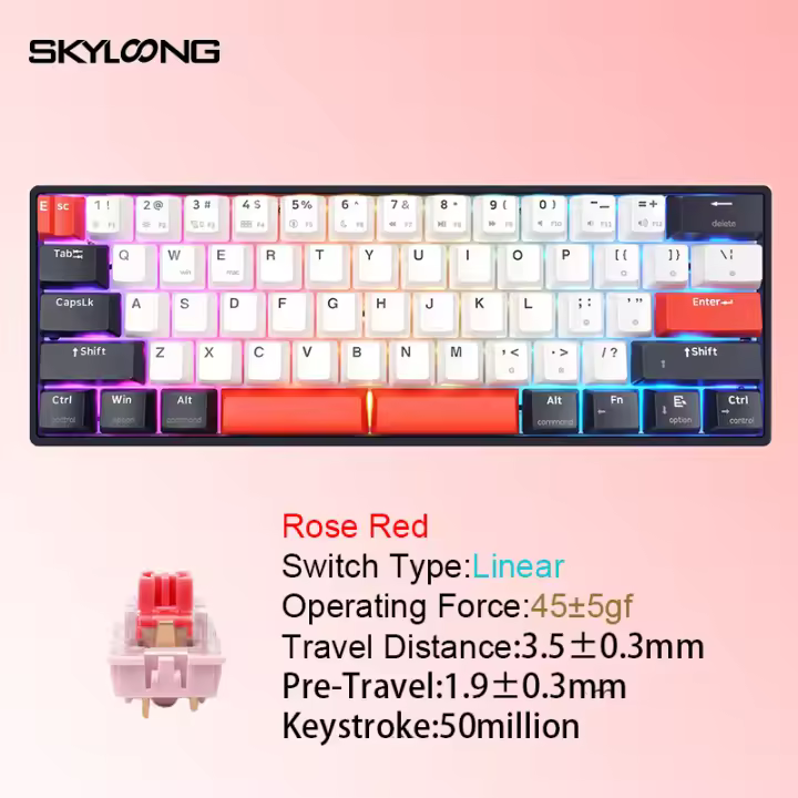 SKYLOONG GK61 QMK/VIA teclado por Cable Mini 60% de diseño RGB retroiluminación interruptor mecánico de juego USB plug - in caliente PBT - 1