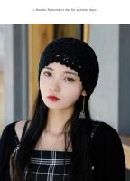 Popular hermosa mujer verano algodón crochet Slouchy Beanie sombrero hecho a mano recorte de punto verano Floral calavera gorra - details 22
