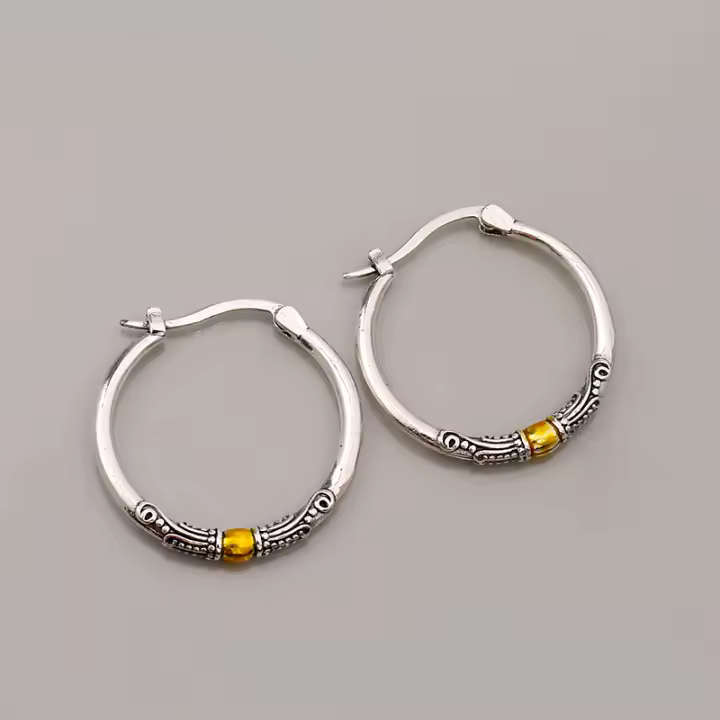 ZhongT-pendientes de aro de dos tonos para mujer, Arete con patrón, joyería Bohemia, nuevo - 1