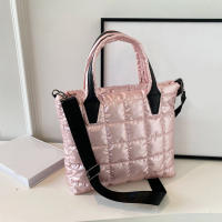 Bolso de hombro cruzado acolchado de algodón para mujer y niña, bolsa de mensajero de gran capacidad, a la moda, Color sólido - details 19