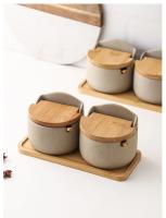 Tarro de Cerámica Japonesa para Especias, Tarro de Bambú para Especias con Tapa y Cuchara, Cocina, Caja para Almacenar Azúcar, Sal y Especias, Recipientes de Cocina para el Hogar, Tarro para Almacenar Especias - details 3