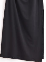 High Street Women Side Ruched Hem Slit Sleeveless Asymmetric Long Dress Black Sexy Maxi Vestidos - details 3
