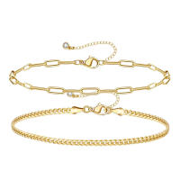 Pulsera de Oro Chapado 14K para Mujeres Conjunto de Pulseras de Cadena Dorada Elegante y Delicada Marca CHAYOU Tamaño 7+2 pulgadas - details 3