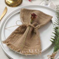 Servilletas rústicas de algodón de gasa, tela de lino Retro elegante y suave para fiesta de boda, comedor, decoración de mesa de uso diario - details 5